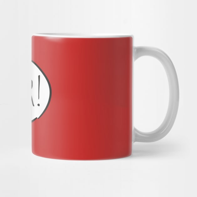 Cheerful BONJOUR! with white speech bubble on red (Français / French) by Ofeefee